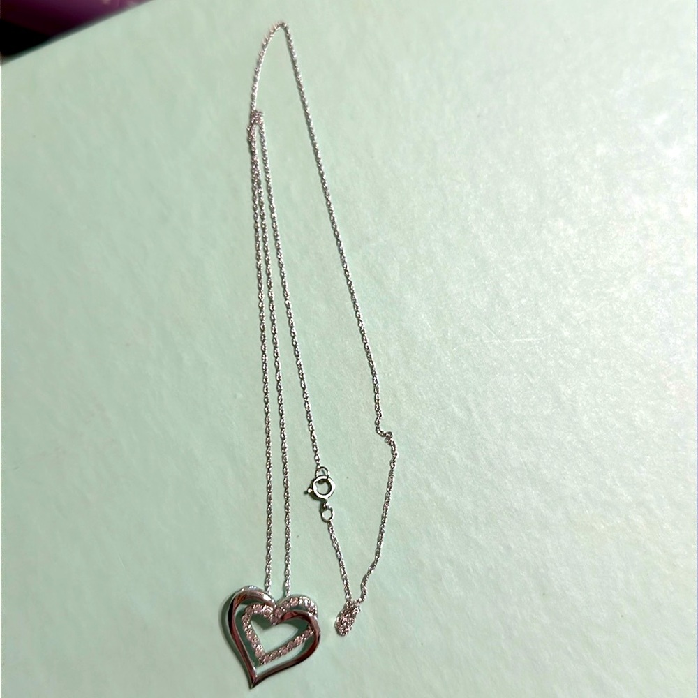 Women’s silver double heart necklace